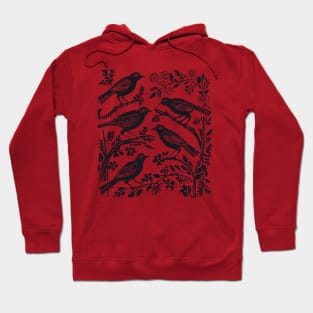 Lino Cut Birds Hoodie